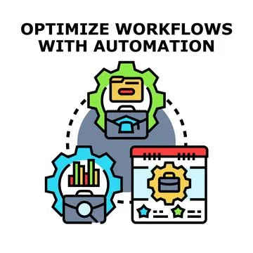 Automating business workflows for process optimization and efficiency Stock Illustration