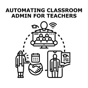 Automating classroom admin for teachers concept Stock Illustration