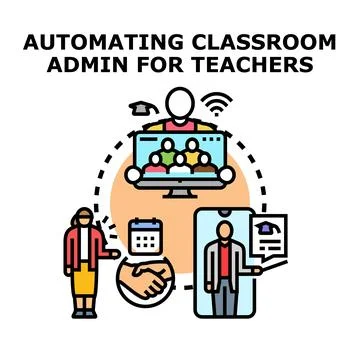 Automating classroom admin for teachers concept Stock Illustration