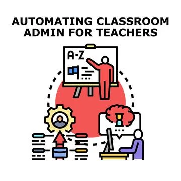 Automating classroom administration for teachers concept vector Stock Illustration