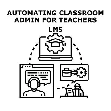 Automating classroom administration for teachers via lms Stock Illustration