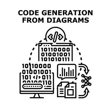 Automating code generation from diagrams and data Stock Illustration