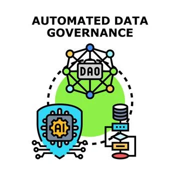 Automating data governance with artificial intelligence and decentralized a.. 스톡 일러스트