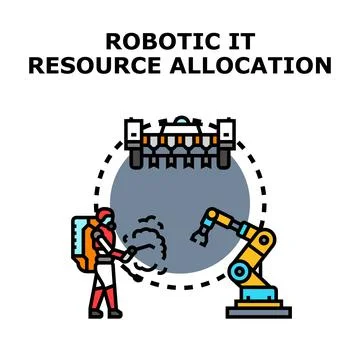 Automating it resource allocation with robotics Stock Illustration