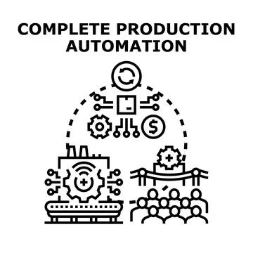 Automating manufacturing process for business efficiency and value Stock Illustration