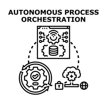 Automating process orchestration using smart technology concept Stock Illustration