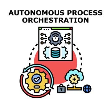 Automating process orchestration using smart technology concept イラスト素材