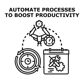 Automating processes boosting productivity and operational efficiency Stock Illustration