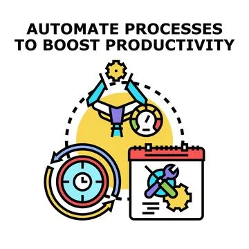 Automating processes boosting productivity and operational efficiency Stock Illustration