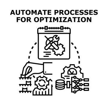 Automating processes for business optimization and efficiency Ilustração Stock