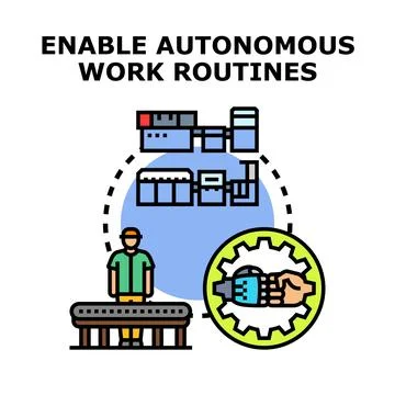 Automating production line with robotic technology process Stock Illustration