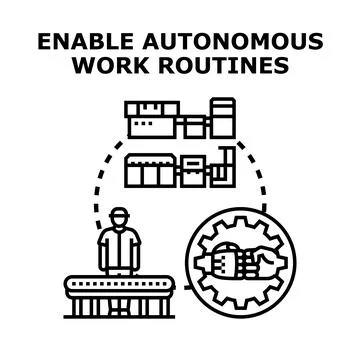 Automating production line with robotic technology process Stock Illustration