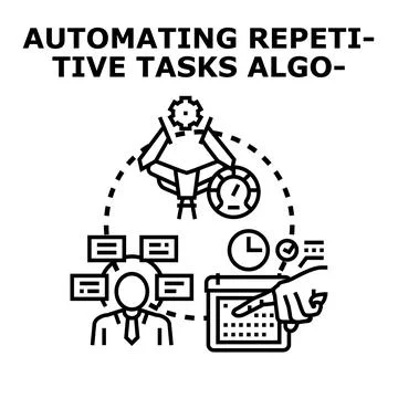 Automating repetitive tasks algorithm process optimization vector Stock Illustration