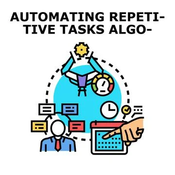 Automating repetitive tasks algorithm process optimization vector Illustrazione stock