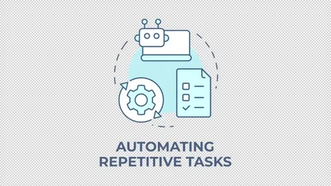Automating repetitive tasks blue concept icon animation Stock Footage 337936601