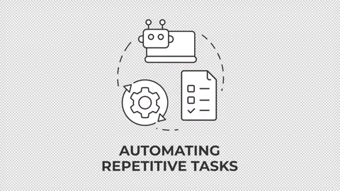Automating repetitive tasks line concept icon animation Stock Footage 337774323