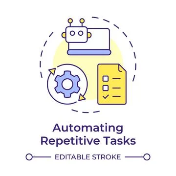 Automating repetitive tasks multi color concept icon Stock Illustration