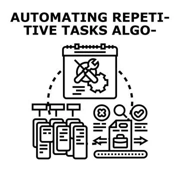 Automating repetitive tasks process using system algorithm Stock Illustration