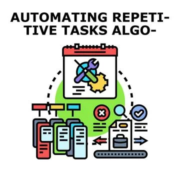 Automating repetitive tasks process using system algorithm Stock Illustration