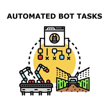 Automating robot tasks with artificial intelligence and digital technology 库存插图