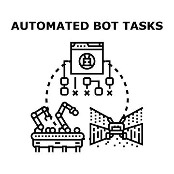 Automating robot tasks with artificial intelligence and digital technology Stock Illustration