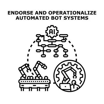 Automating system processes with artificial intelligence bots Illustrazione stock