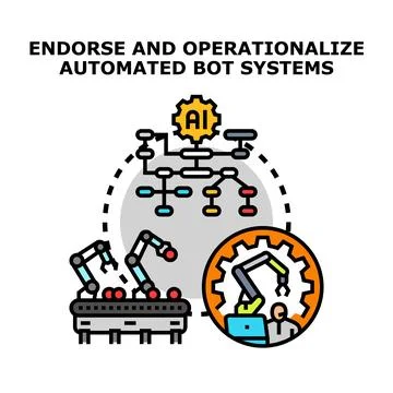Automating system processes with artificial intelligence bots Illustrazione stock