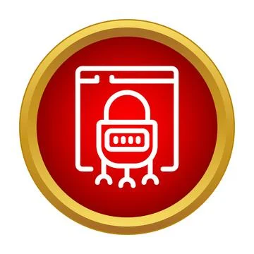 Automating web security with robot padlock icon Stock Illustration