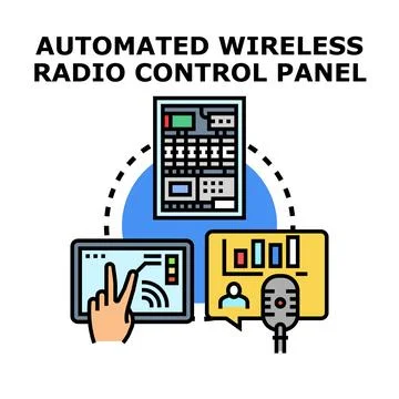 Automating wireless radio control panel for broadcast communication Stock Illustration