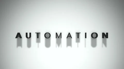 Automation 3D title animation matte black text on a white background Stock Footage 300715675