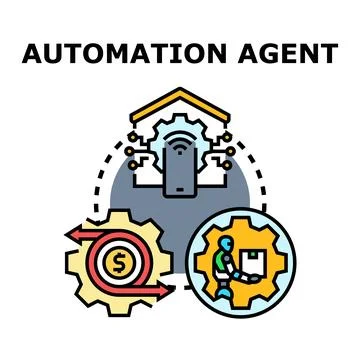 Automation agent controlling smart system and delivery Stock Illustration