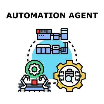 Automation agent optimizing industrial production and technology Stock Illustration