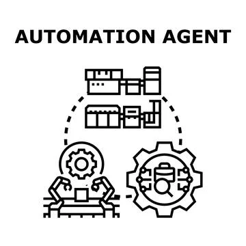 Automation agent optimizing industrial production and technology Stock Illustration