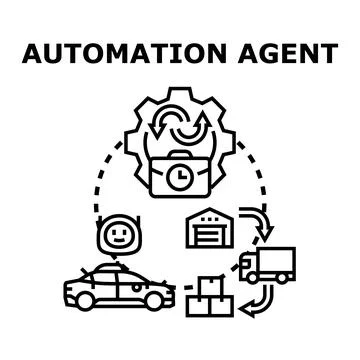 Automation agent optimizing supply chain logistics process Stock Illustration