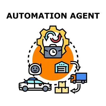 Automation agent optimizing supply chain logistics process Stock Illustration