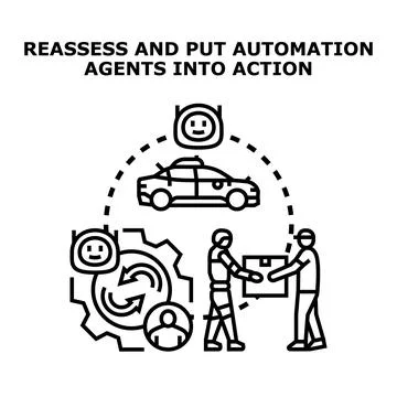 Automation agents implementing modern logistics and delivery solutions Stock Illustration