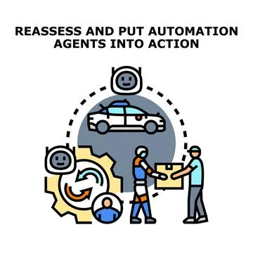 Automation agents implementing modern logistics and delivery solutions Illustrazione stock