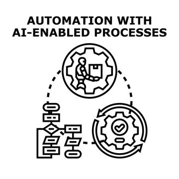 Automation with ai enabled business processes Stock Illustration