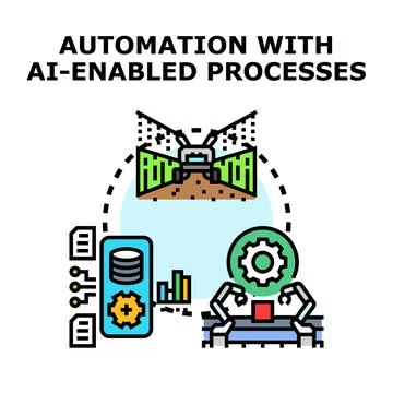 Automation with ai enabled processes managing smart production Stock Illustration