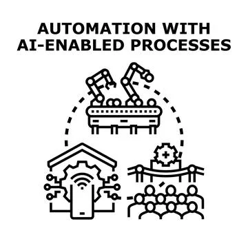 Automation with ai enabled production process control Stock Illustration