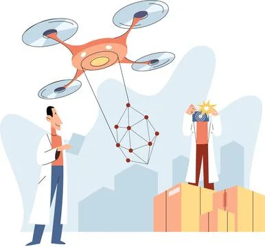 Automation and development of delivery process. Idea of modern transportation Stock Illustration
