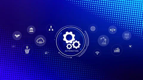 Automation and IOT Software Technology Process System Business concept. Imp.. Stock Illustration