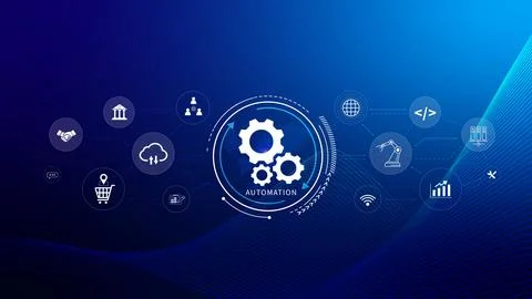 Automation and IOT Software Technology Process System Business concept. Imp.. Stock Illustration