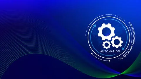 Automation and IOT Software Technology Process System Business concept. Imp.. Illustrazione stock