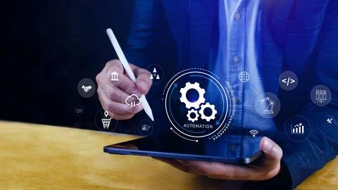 Automation and IOT Software Technology Process System Business concept. Imp.. Stock Photos