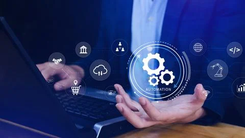 Automation and IOT Software Technology Process System Business concept. Imp.. Stock Photos