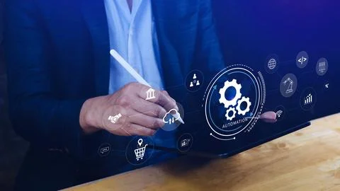 Automation and IOT Software Technology Process System Business concept. Imp.. Stock Photos