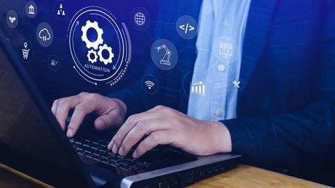 Automation and IOT Software Technology Process System Business concept. Imp.. Stock Photos