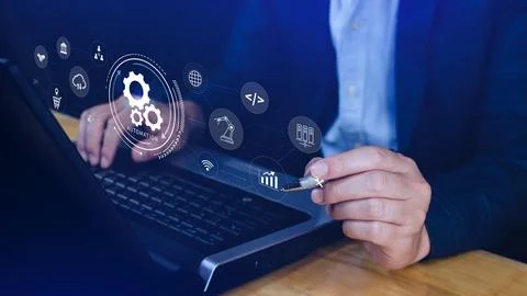 Automation and IOT Software Technology Process System Business concept. Imp.. Stock Photos