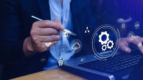 Automation and IOT Software Technology Process System Business concept. Imp.. Stock Photos